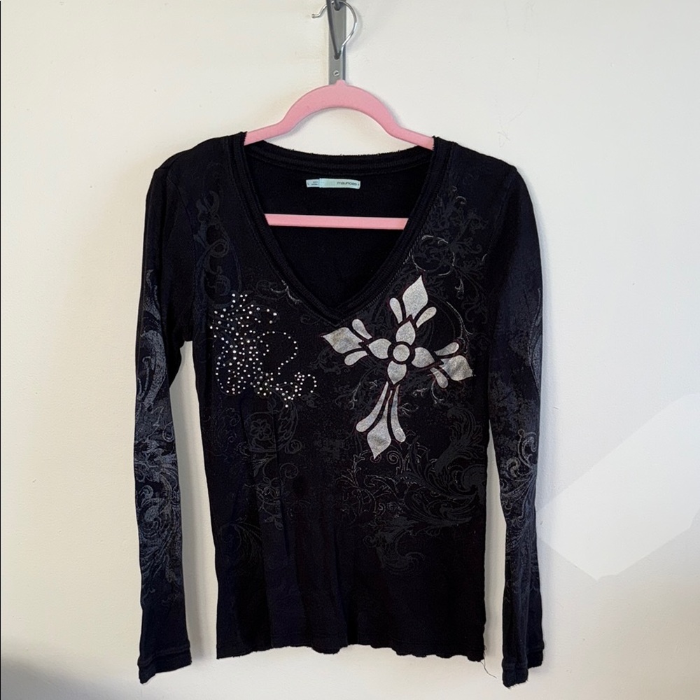 Vintage Y2K Affliction-Style Graphic Long Sleeve